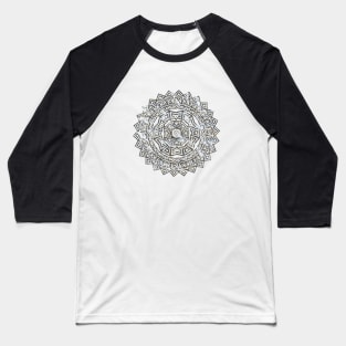 Aztec Mexican Silver Mandala Baseball T-Shirt